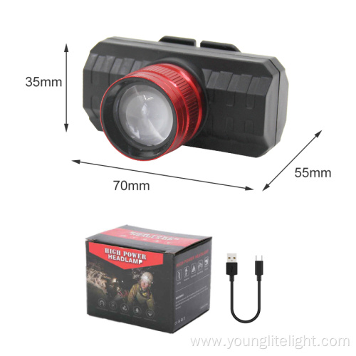 Adjustable angle aluminum zoomable rechargeable led headlamp